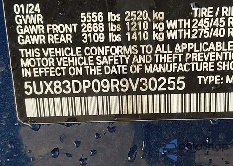 2024 BMW X3 M40I from USA, damaged, VIN 5UX83DP09R9V30255